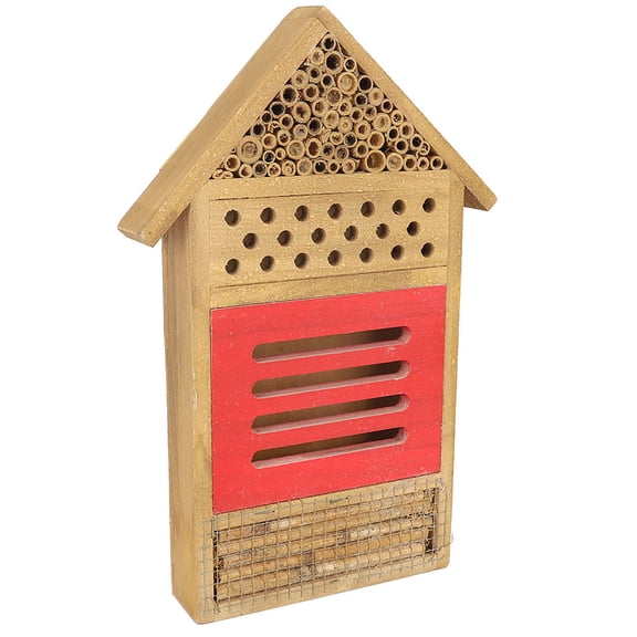 M Buder Premium Wooden Insect Bee House - 7.7 x 11.7 Inches / 19.5 x 29.8 cm Large Native Wood Bug Hotel Room Shelter Nests Box, Handcrafted Garden Backyard Yard Wildlife Decoration