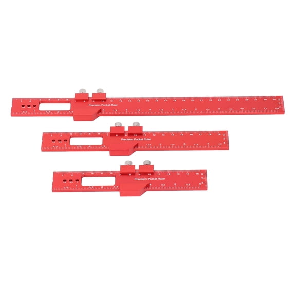 M Buder Premium Woodworking Pocket Scribing Ruler Set, 3-Piece Professional Aluminum Alloy Measuring Stop Blocks Gauge Rulers for DIY Carpenters (12 inches / 30.5 cm)
