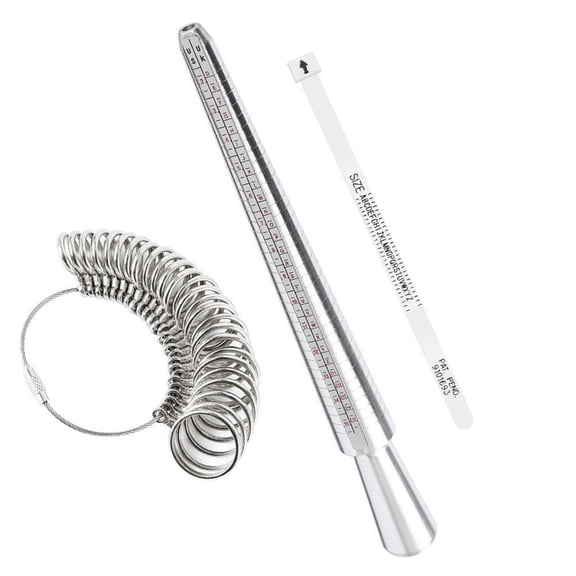 M Buder Professional Aluminum Ring Sizer Mandrel and Metal Finger Measuring Gauge Tool Set with US UK Sizes Measuring Tape for Accurate Ring Sizing Jewelry Making Repair Accessories (11.8 Inches)