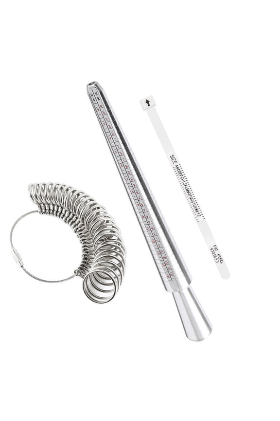 Professional Aluminum Ring Sizer Mandrel and Metal Finger Measuring Gauge Tool Set with US UK Sizes Measuring Tape for Accurate Ring Sizing Jewelry Making Repair Accessories (11.8 Inches)