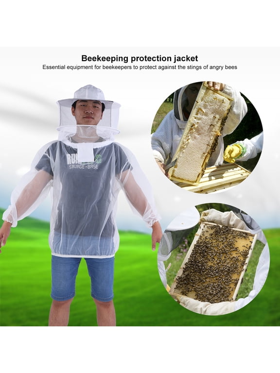 Professional Beekeeper Jacket Transparent Beekeeping Protective Suit Equipment with Hooded Veil, Unisex