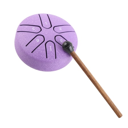 M Buder Professional Mini 6 Note Worry Free Tongue Drum Handpan Percussion Instrument with Drumstick, Purple