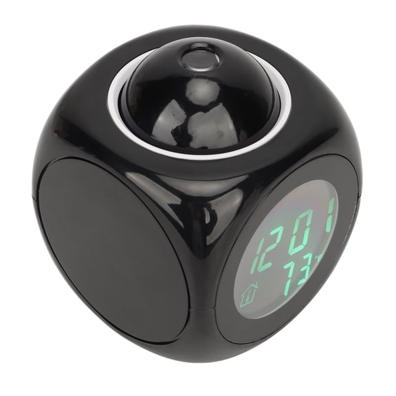 M Buder Projection Clock LED Digital Display Alarm Clock Mini Voice Timing Digital Projector Tabletop Clock with USB Cable for Bedroom, Office and Travel - Black Color