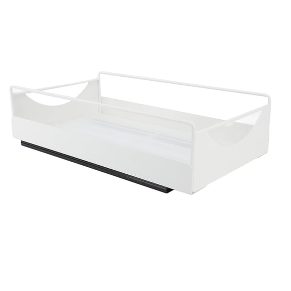 M Buder Pull Out Cabinet Organizer, Carbon Steel Slide Out Pantry Shelves, Smooth Sliding Drawer Storage Rack For Kitchen Bathroom, White Medium