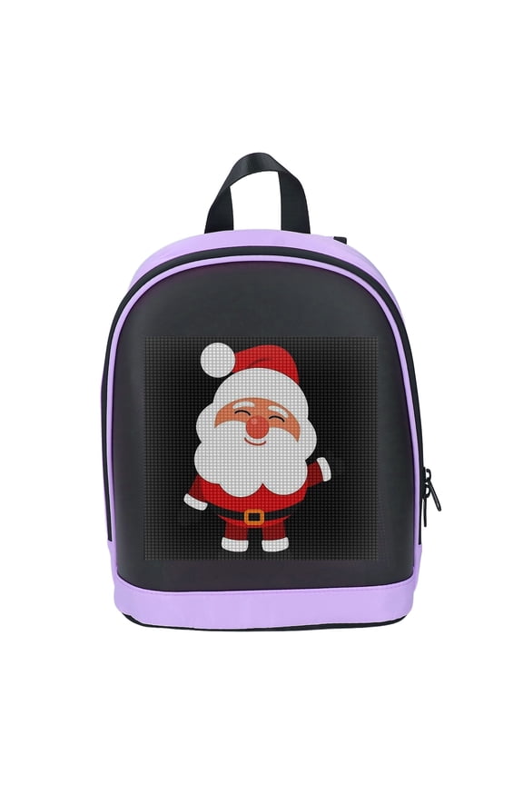 Purple LED Backpack 64x64 Dot Array Programmable Screen App Controlled Daypack (10.2 x 4.7 x 11.8 inches / 26 x 12 x 30 cm)