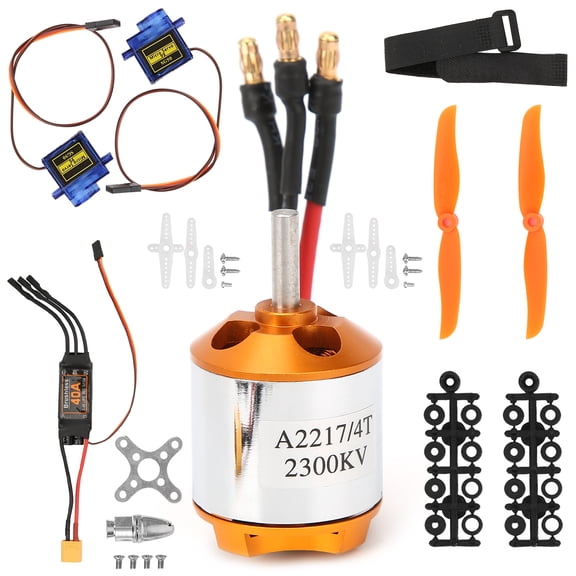 M Buder RC Remote Control Aircraft 2217 KV2300 Brushless Motor with 6035 Propeller, 9g Micro Servo, and 40A XT60 ESC Full Set Replacement Accessory Kit for Fixed Wing Drone Upgrade Parts