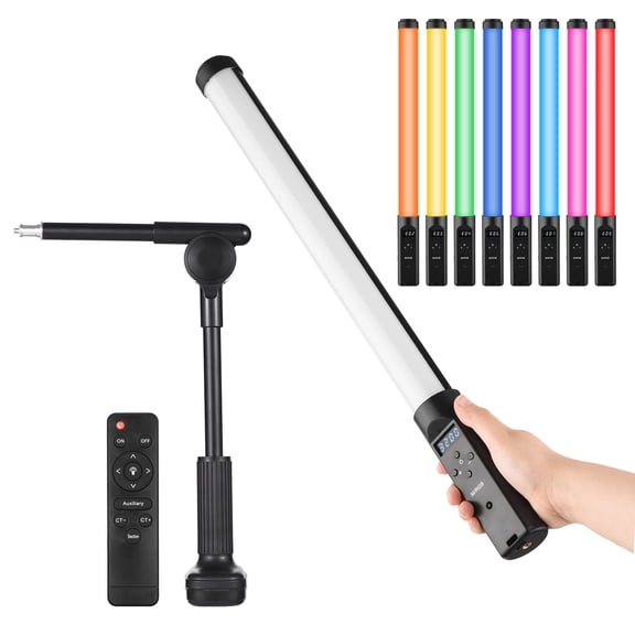 M Buder RGB LED Tube Light Handheld Photography Fill 3200K-5500K Adjustable 9 Color Effects with Desktop Clamp Holder 19.7 inches / 50 cm