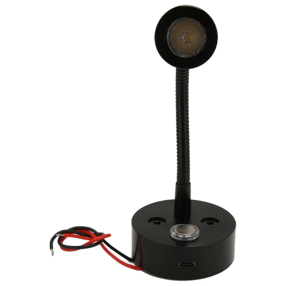 M Buder RV LED Bedside Reading Light USB Type C 3 Color Temp Dimmable Touch Switch Lamp for Boat Truck Car DC 12-24V Black