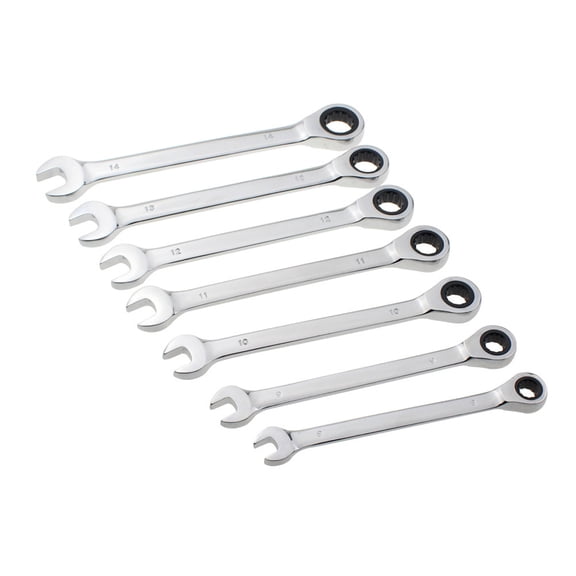 M Buder Ratcheting Wrench Set, 12Pcs Metric 0.31-0.75 inches / 8-19mm Chrome Vanadium Steel Fixed Head Garage Tools with Box