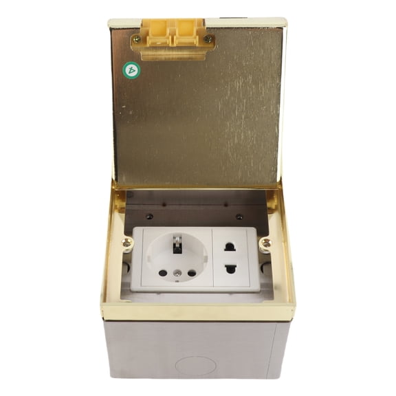 M Buder Recessed Floor Outlet 16A 4000W Gold Stainless Steel PC Electrical Socket Box Dual Plug with Junction Box for Office School Home Decoration 4S Store (6.69 inches / 17 cm)