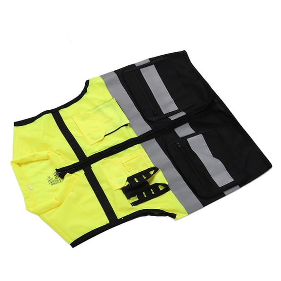 M Buder Reflective Safety Vest High Visibility Yellow and Black Zipper Breathable XL, 1 Count