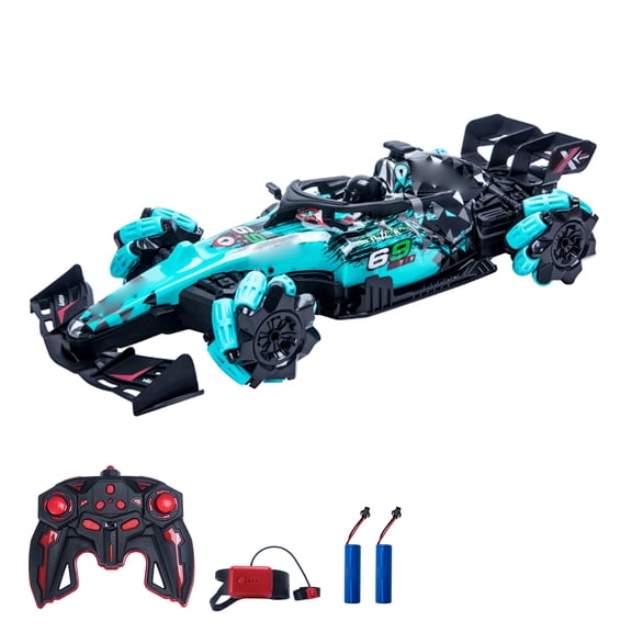 M Buder Remote Control Spray Stunt Car 2.4GHz 1/14 Scale 360 Degree Rotation Auto Demo Dual Control Blue 2 Batteries 16.1 inches / 41 cm[cite: 1]