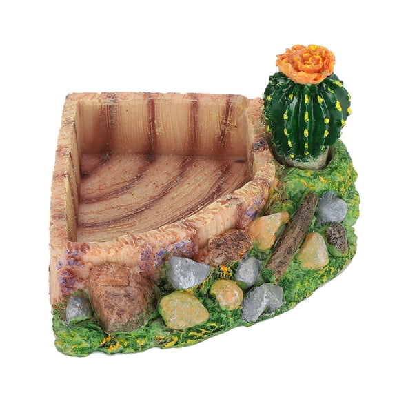 M Buder Reptile Water Feeder Dish Cactus Theme Tortoise Food Bowl Small Lizard Snake Feeding Tool, Multicolor, 5.12 in / 13 cm