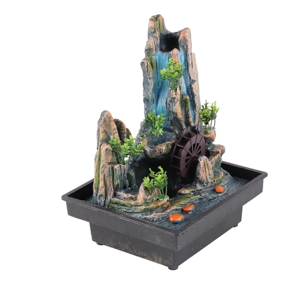 M Buder Resin Desktop Waterfall Fountain Indoor Desk Rockery Decoration with Atomizer Water Pump Base Home Office Desk Decor 110V US Plug 13.0 inches / 33.0 cm
