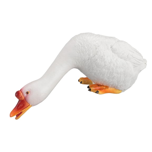 M Buder Resin Goose Statue Garden Decor Figurine Ornament for Pool Side Lawn Yard Outdoor Decoration Funny Housewarming Gift Open Mouth Drink (18.5 inches / 47 cm)