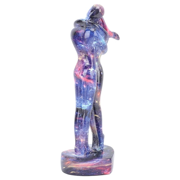 M Buder Resin Lovers Statue Exquisite Elegant Romantic Durable Desktop Couple Figurine for Home Office Entryway Blue Sculpture Decor, 11.8 inches / 30.0 cm