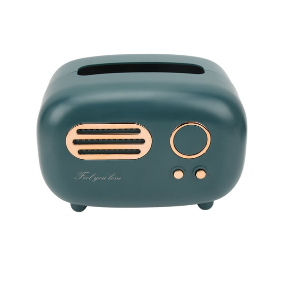 M Buder Retro Green Radio Shape Facial Tissue Box Cover Holder Nordic Style Creative Living Room Coffee Table Bedroom Home Decoration 8.27 in / 21.00 cm