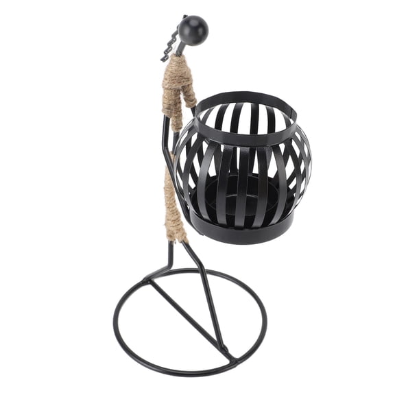 M Buder Retro Iron Figure Candlestick Holder Decorative Girls Hold A Lantern Art Ornament Table Top Candle Stand, 9.4x5.5x4.3 inches / 24.0x14.0x11.0 cm