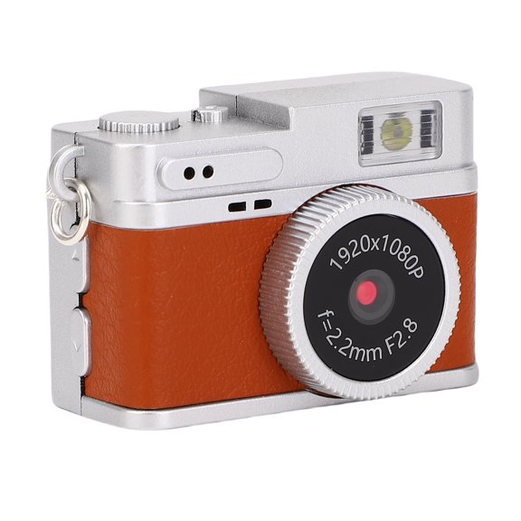 M Buder Retro Keychain Mini Digital Camera 1080P HD Camcorder with 0.96 Inches Screen Portable Action Vlog Pocket Camera Video Recorder for Cycling Hiking Brown