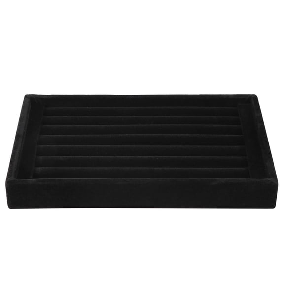 M Buder Ring Display Tray 7 Slots Fashion Jewelry Organizer Holder Case Box Showcase Black for Rings and Ear Studs Space-Saving Stackable Design (9.1 inches / 23 cm)