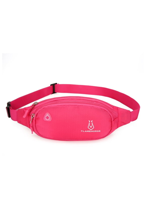 Rose Red Fanny Pack for Women Men Waterproof Nylon Crossbody Belt Bag Large Capacity Multifunction Sports Riding Waist Pack with Adjustable Strap 12.6x5.1x2 in / 32x13x5 cm