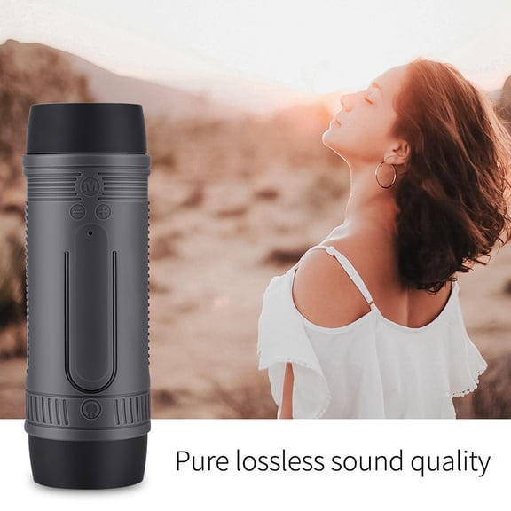 M Buder S1 Waterproof Wireless Bluetooth Bicycle Speaker with Built-in 4000mAh Power Bank and Multi-Mode LED Flashlight Outdoor Portable Subwoofer, Gray (1.97 x 1.97 x 6.1 inches / 5 x 5 x 15.6 cm)