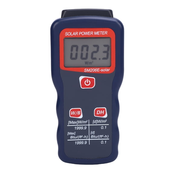 M Buder SM206E Digital Solar Power Meter Accurate Data Retention Function Sun Light Energy Measuring Tester Solar Irradiance Radiation Meter for Meteorology Research and Industrial Solar Testing
