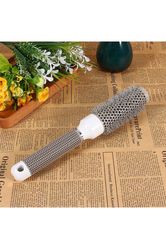 Salon Barber Ceramic Iron Round Comb 32mm / 1.25 Inches High Temperature Resistant Blowout Brush for Voluminous Curls and Silk Smooth Styling