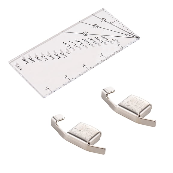 M Buder Seam Allowance Ruler with 2 Magnetic Guides 1/8" to 2" Straight Line Hems Sewing Gauge Acrylic Measuring Tool Clear 5.5 inches / 13.8 cm