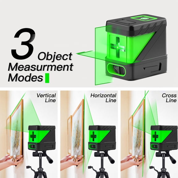 M Buder Self-Leveling Laser Level, 2 Lines Green Cross Beam Alignment Tool for DIY & Picture Hanging, 24.6 ft Range (Tool Only)