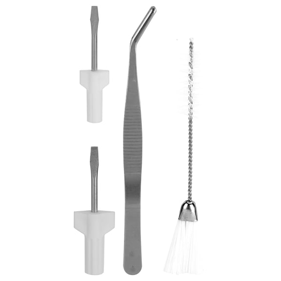 M Buder Sewing Machine Cleaning Kit 4-Piece Maintenance Tool Set Featuring Double-Ended Brush, Precision Elbow Tweezers, and Dual Screwdrivers for Household Repair, 4.72 inches / 12 cm