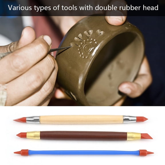 M Buder Silicon Polymer Head Pottery Clay Sculpting Modeling Pen Removing Traces DIY Tool Set (7.48 inches / 19 cm)