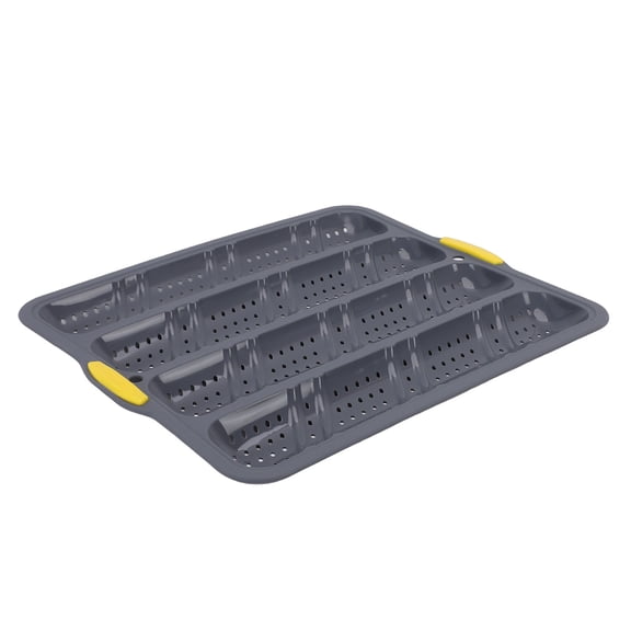 M Buder Silicone Bread Loaf Pan Non Stick Food Grade 4 Cavity Perforated French Bread Baking Pan for Sub Sandwich Rolls