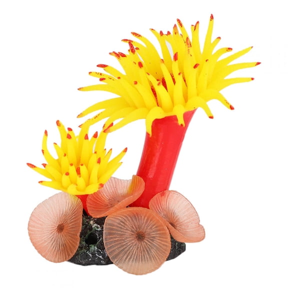 M Buder Silicone Bright Color Aquarium Artificial Seabed Soft Body Full Elastic Simulation Coral Fish Tanks Landscape Decoration, Yellow, 11x10x5 inches / 27.9x25.4x12.7 cm