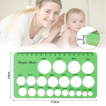M Buder Silicone Nipple Ruler for Breast Pump Flange Sizing with 1.5M (59 inches / 150 cm) Soft Body Tape, Green Measurement Tool Set for New Nursing Moms