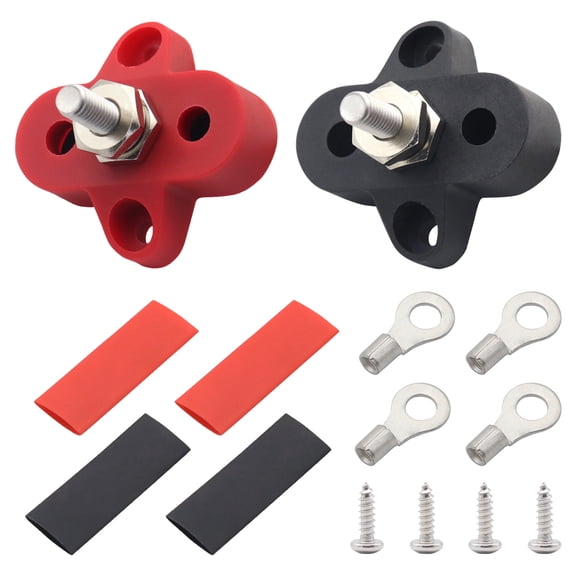 M Buder Single Heavy Terminal M6 Red and Black with Red Copper Terminal and Heat Shrinkable Tube 6.30 inches / 16 cm[cite: 1]