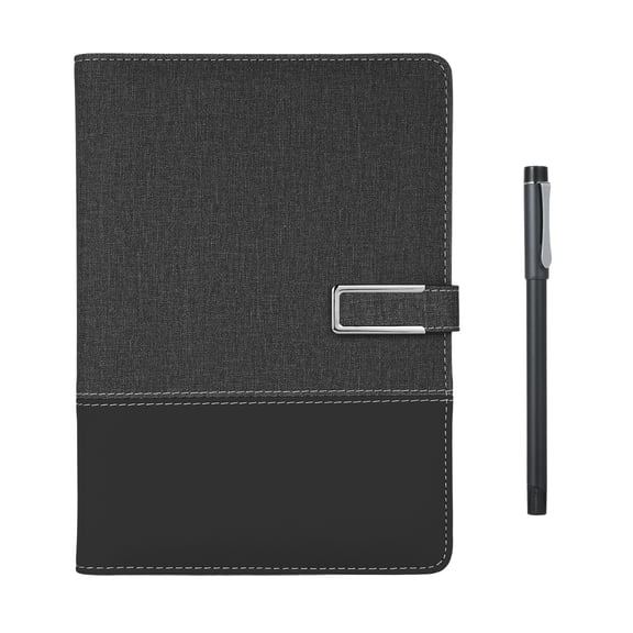 M Buder Smart Pen and A5 PU Leather Notebook Set Lined Journal Planner Real-time Sync Voice-to-Text Offline Storage AI Function Compatible with Android iOS 80-Page 6-Ring Binder Business Black