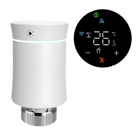 M Buder Smart Radiator Thermostat for Air Conditioner and Radiator WiFi APP Control LED Digital Touch Screen 5+2 Programmable Energy Saving (Requires Zigbee Gateway), White