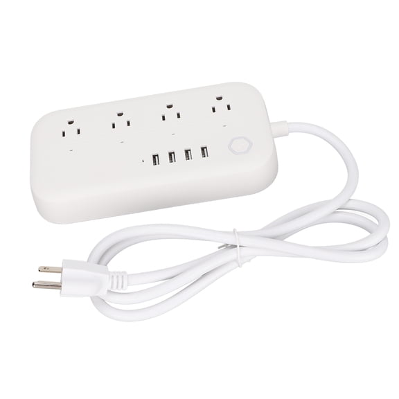 M Buder Smart WiFi Power Strip Surge Protector 4 AC Outlets 4 USB Ports Fast Charging On Off Timer ABS Safe White Compatible w/ Remote Control Space Saving Hub