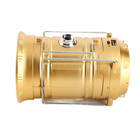 M Buder Solar Camping Lantern Dual Power Foldable Flashlight Rechargeable LED Tent Lamp Gold 7.48 inches / 19 cm