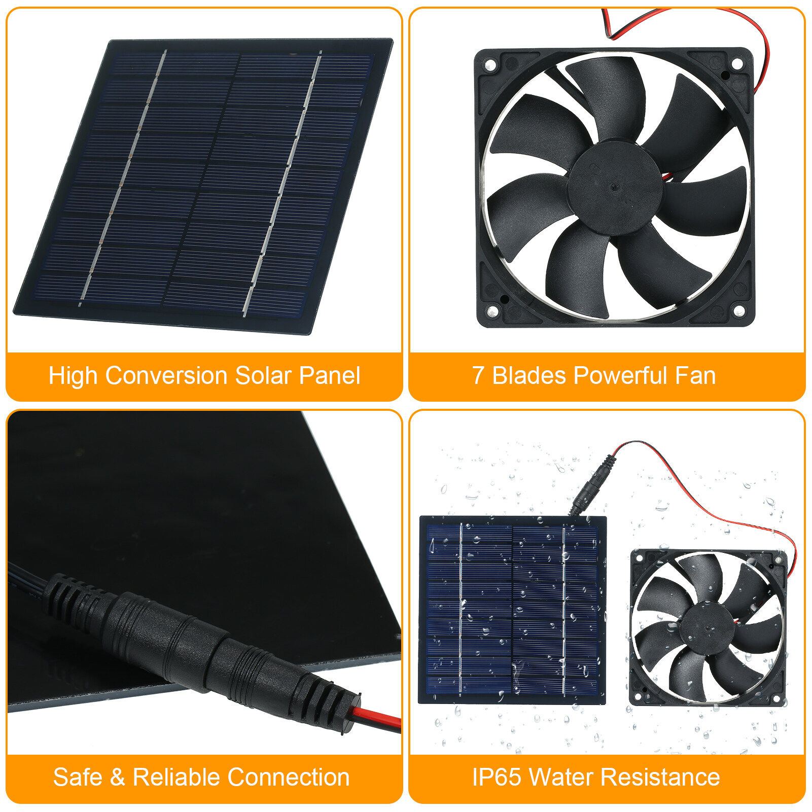 M Buder Solar Panel Powered Fan 5W 6V Mini Ventilator Sunlight Operated Exhaust Fan IP65 Water Resistance for Dog Chicken House Greenhouse RV Roof Easy Installation 11.6 inches / 29.5 cm