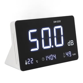 M Buder Sound Level Meter 4 in 1 Noise Decibel Temperature Humidity Time Display Meter with Audible Visual Alarm, 130 dB Max, Digital Audio Tester Tool (7.09 inches / 18 cm, 16.5 oz / 469 g)