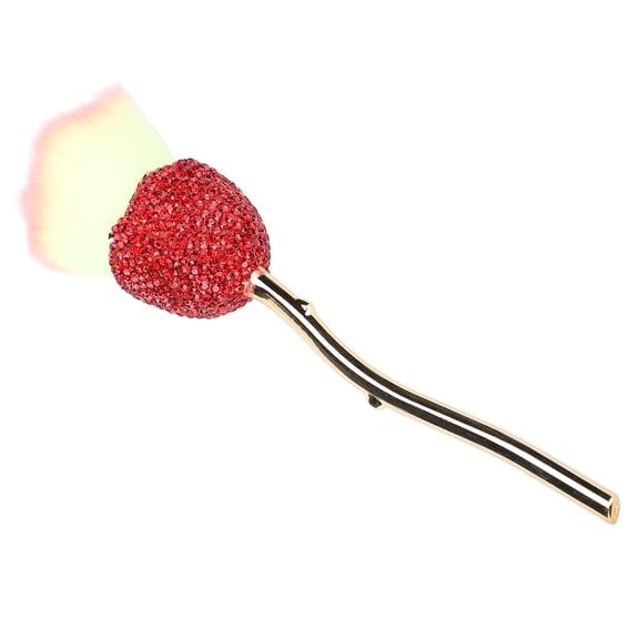 M Buder Sparkling Red Rhinestone Flower Makeup Brush, Fluffy Face Powder Blush Brush, Strong Grasping Power Nail Dust Sweeper, Professional Beauty Applicator Tool for Women (10 inches / 25.4 cm)