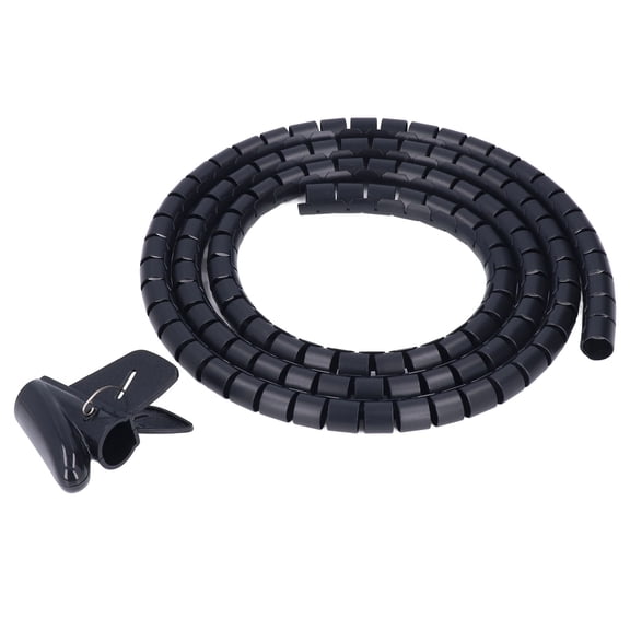 M Buder Spiral Cable Wrap Organizer Black Wire Winding Tube Cord Management System for Home Office TV DVD PC Cable 6.6ft / 2m Length 0.79 inches / 20mm Diameter Flexible Plastic Wrap Included Clip