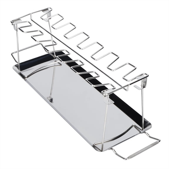 M Buder Stainless Steel Folding BBQ Chicken Leg Grilled Rack Roaster with Drip Pan