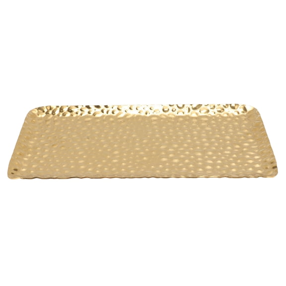 M Buder Stainless Steel Hammered Serving Tray Gold Decorative Exquisite Rectangular Plate for Living Room Bedroom Kitchen Bathroom, 7.7 x 3.7 inches / 19.5 x 9.5 cm