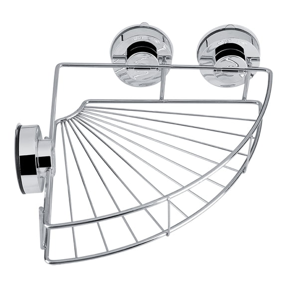 M Buder Stainless Steel Triangle Shower Shelf Storage Organizer Basket with Vacuum Suction Cup, Anti-Rust Wall Mount Caddy for Kitchen & Bathroom, 11.81 inches / 30 cm Silver