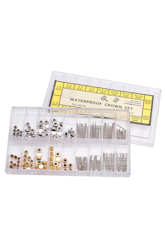 Stainless Steel Watch Crown Spring Bar Set Watch Repairing Tool Accessory Kit, Assorted Sizes, Silver (4.33 inches / 11 cm)