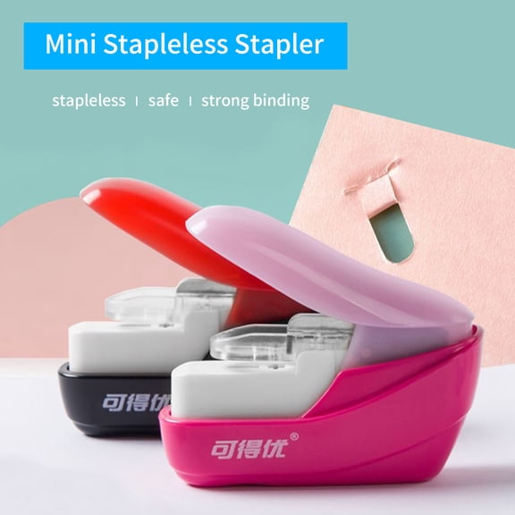 M Buder Stapleless Stapler Mini Handheld Safe Stapler for Paper Binding, White (2.0 x 1.0 x 2.0 inches / 5.0 x 2.5 x 5.0 cm)