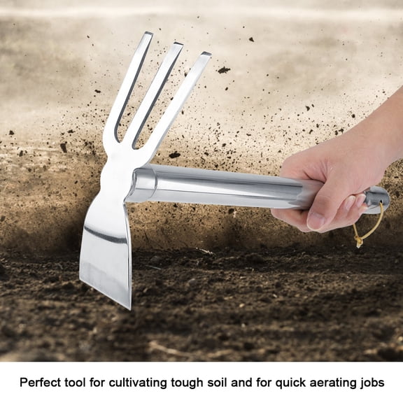 M Buder Steel Mini Rake with Rubber Handle, Heavy Duty Short Claw Rake Hand Cultivator Garden Tool for Digging and Aerating Soil (15.35 inches / 39 cm)